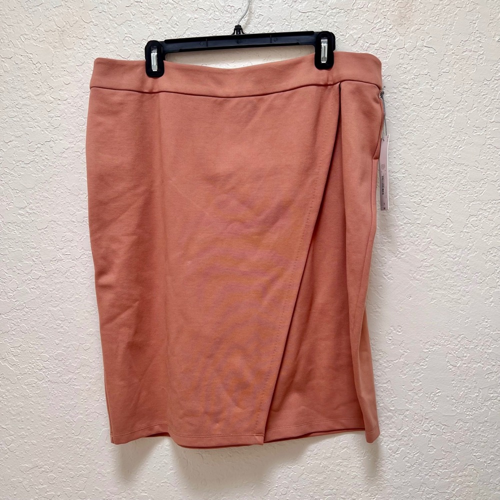 Liz Claiborne Cinnamon Taupe Faux Wrap Pencil Skirt Womens 16 NWT Officewear